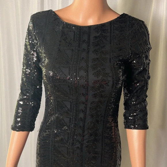 As U Wish Dress Sequin Formal Cocktail Dress Mini Size S Long Sleeve - Picture 2 of 9